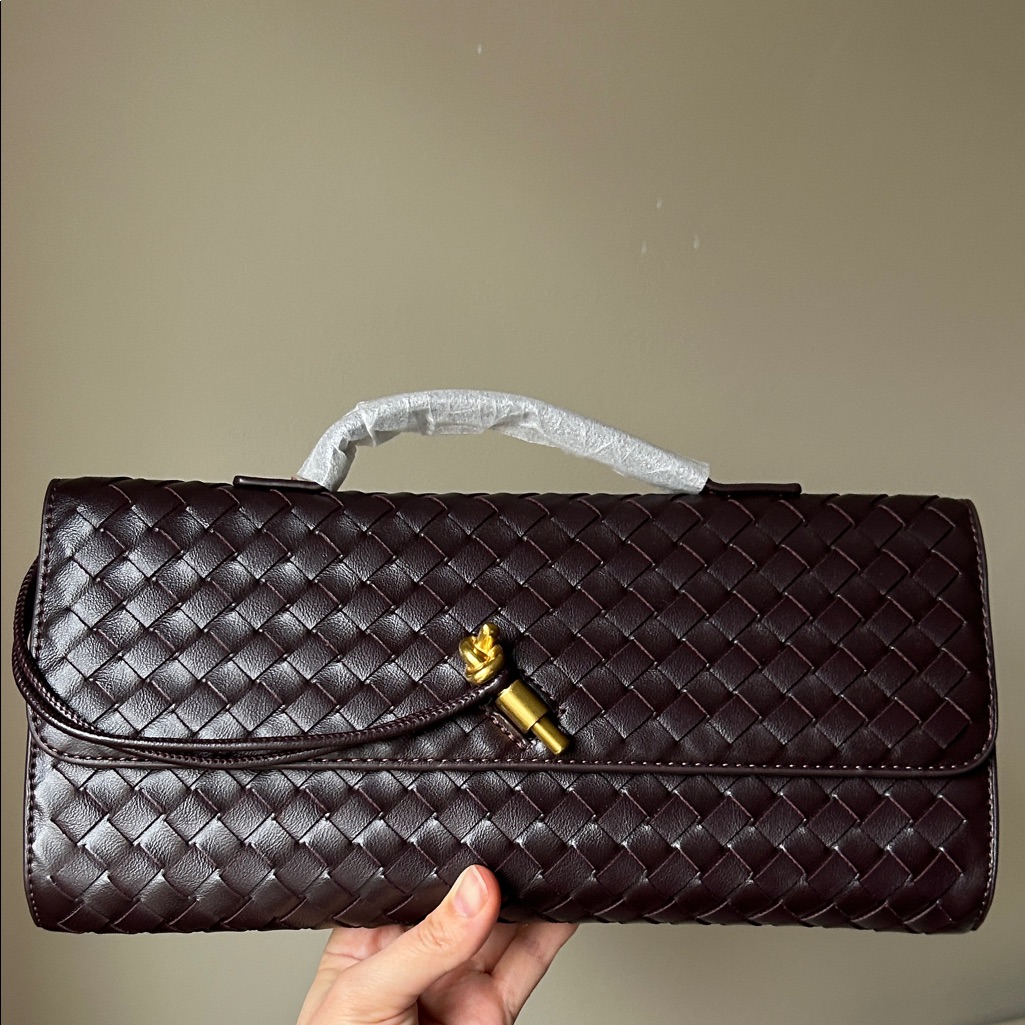 Elegant Woven Clutch With Gold Accent